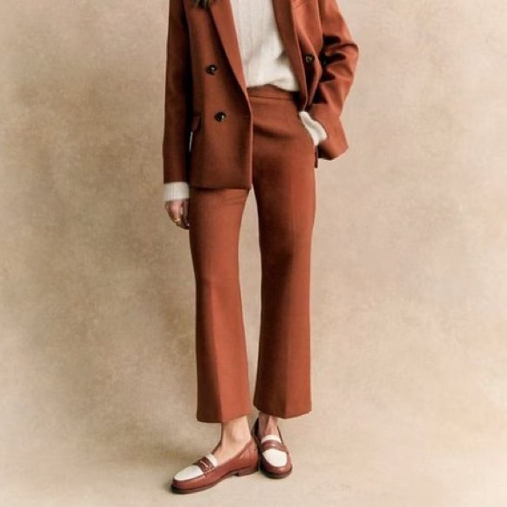 Sézane Martin Crop Trousers in Hazelnut, size 4